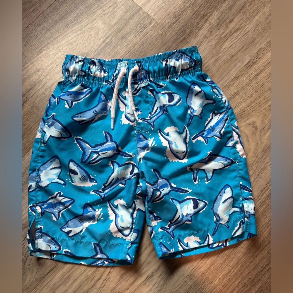 The Children's Place Blue and White Shark Swim Trunks